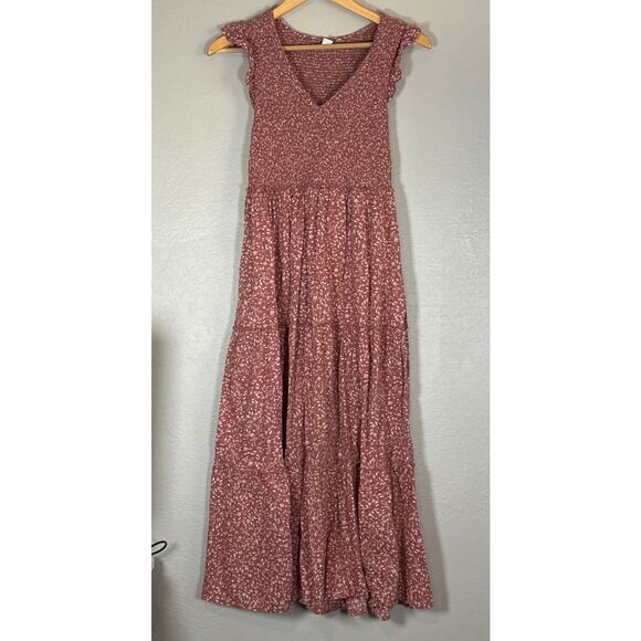 Old Navy Dresses & Skirts - Old Navy Fit & Flare Smocked Floral Maxi Dress Womens Small Mauve Pink Spring